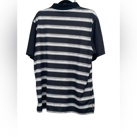 Adidas Climacool Black & White Stripe Polo Style Polyester Size Large - Picture 2 of 8